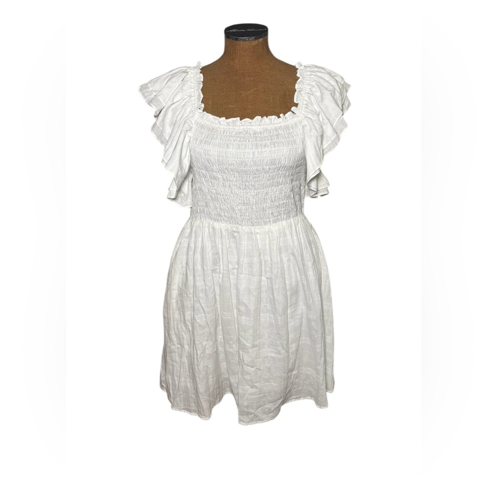 Altar’D State Elegant White Ruffle Dress Size L